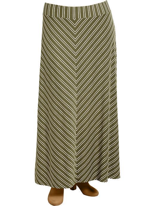 Old Navy Womens Plus Jersey Maxi Skirts - Olive Stripe