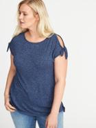 Old Navy Womens Plush-knit Cold-shoulder Plus-size Top Lost At Sea Navy Size 2x