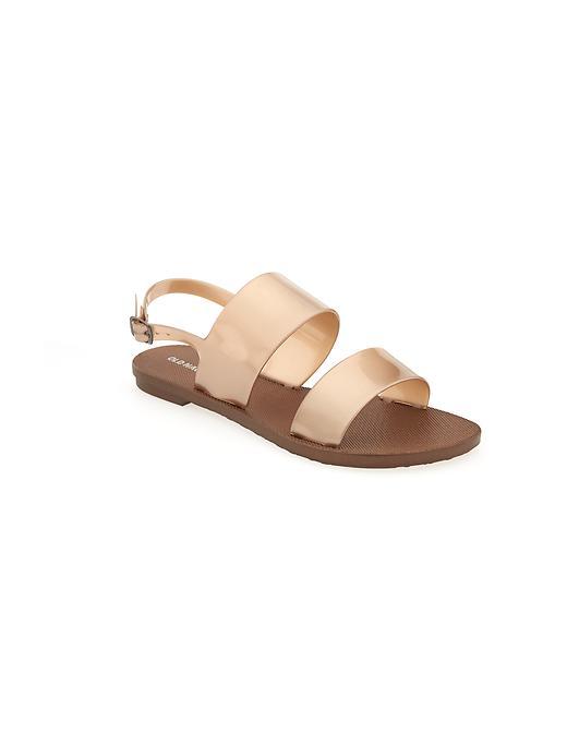 Old Navy Faux Patent Double Strap Sandals - Bronze