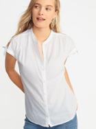Tie-sleeve Button-front Shirt For Women