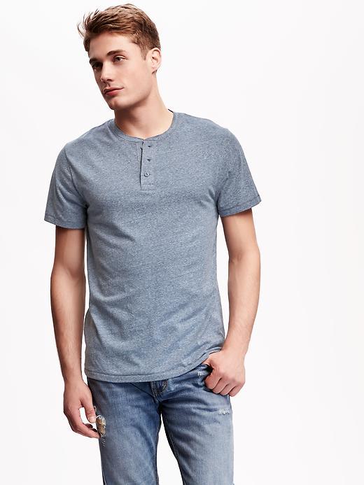 Old Navy Vintage Jersey Henley Tee For Men - Navy Tri Blend