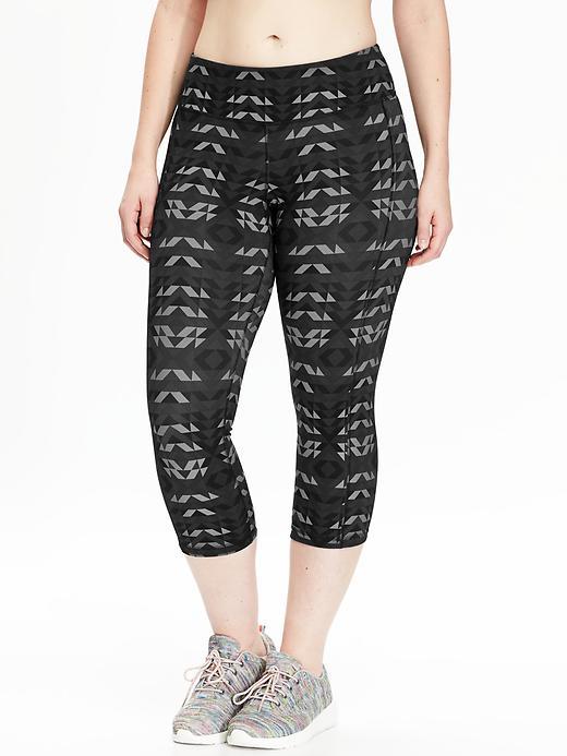 Old Navy Womens Plus Active Compression Capris Size 1x Plus - Black Print Bottom