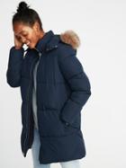 Old Navy Womens Hooded Frost-free Long Jacket For Women In The Navy Size S