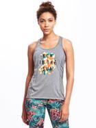 Old Navy Go Dry Semi Fitted Graphic Racerback Tank For Women - Heather Gray