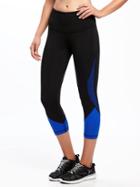 Old Navy Mid Rise Go Dry Cool Compression Crops For Women - Prize Winner Polyester