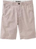 Old Navy Mens Slim Fit Twill Shorts 9 1/2&quot; - Red Stripe