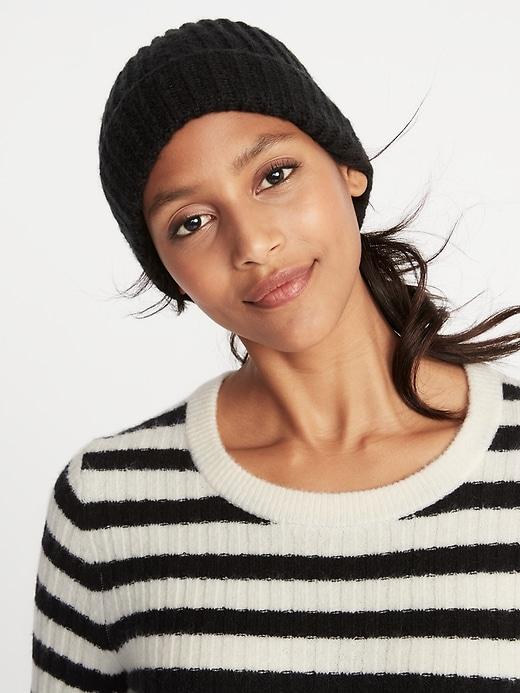 Old Navy Womens Rib-knit Beanie For Women Blackjack Size One Size