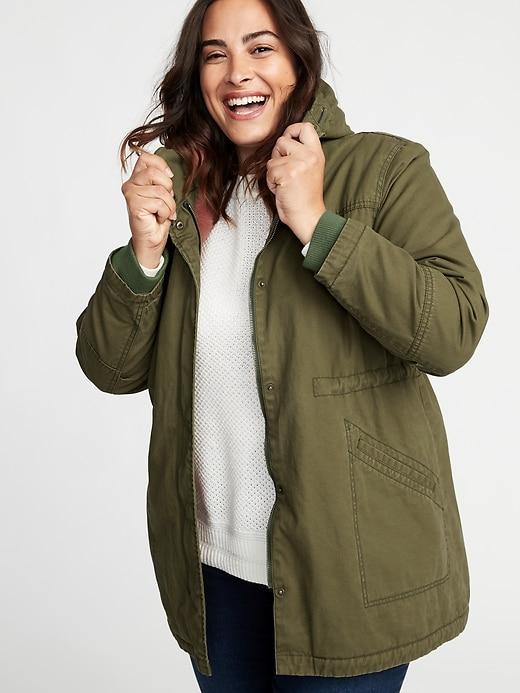 Old Navy Womens Twill Hooded Plus-size Utility Parka Hunter Pines Size 4x