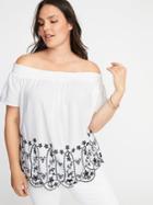 Old Navy Womens Cold-shoulder Plus-size Cutwork Top Calla Lilies Size 1x