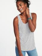 Old Navy Womens Luxe Curved-hem Scoop-neck Tank For Women White Stripe Size Xs
