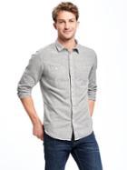 Old Navy Slim Fit Linen Blend Chambray Shirt For Men - Grey Chambray