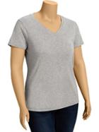 Old Navy Womens Plus Perfect V Neck Tees - Light Heather Gray