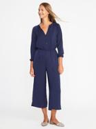 Old Navy Satin Tie Neck Jumpsuit For Women - Lost At Sea Navy
