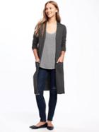 Old Navy Open Front Super Long Cardi For Women - Graphite Heather