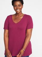 Old Navy Womens Plush-knit Plus-size V-neck Swing Tee Boysenberry Juice Size 2x