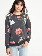 Old Navy Womens Relaxed Vintage Fleece Sweatshirt For Women Floral Pattern Size L