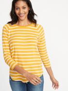 Old Navy Womens Relaxed Rib-knit Raglan-sleeve Tee For Women Yellow Stripe Size S