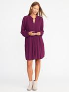 Old Navy Pintucked Crepe Swing Dress For Women - Winter Wine