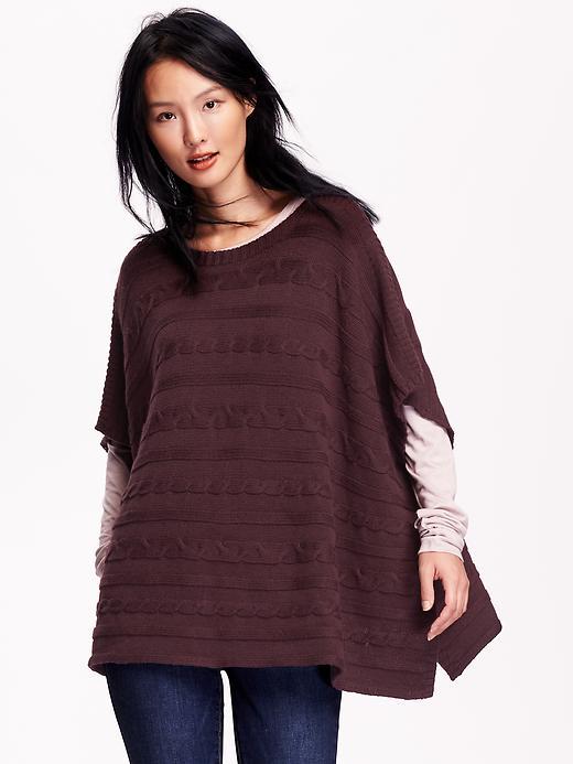Old Navy Womens Cable Knit Poncho Size M/l - Rich Rec