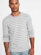 Old Navy Mens Striped Plush-knit Built-in Flex Tee For Men Heather Gray Size L