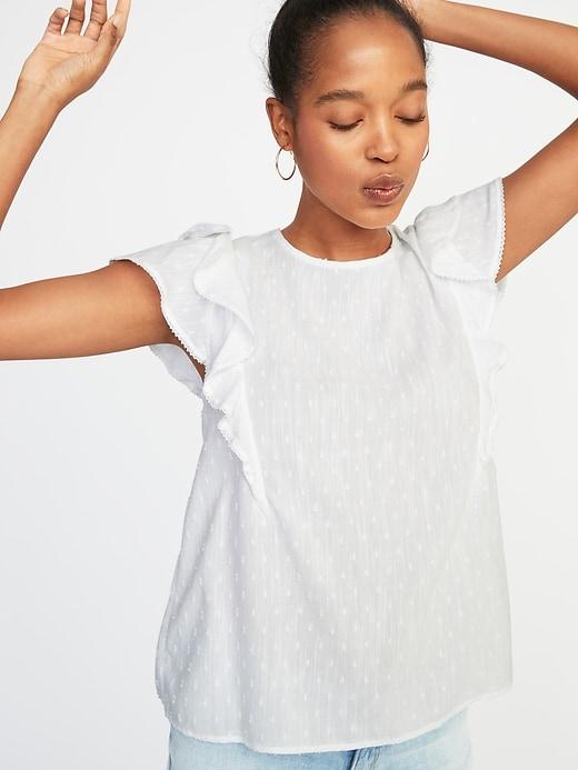 Relaxed Ruffle-trim Top For Women