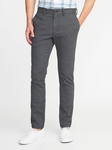 Old Navy Mens Slim Built-in Flex Ultimate Khakis For Men Gray Herringbone Size 28w