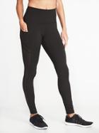 Old Navy Womens High-rise Side-pocket Mesh-trim Compression Leggings For Women Black Size Xs