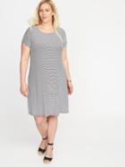 Old Navy Womens Short-sleeve Plus-size Jersey-knit Swing Dress O.n. New Black Stripe Size 3x