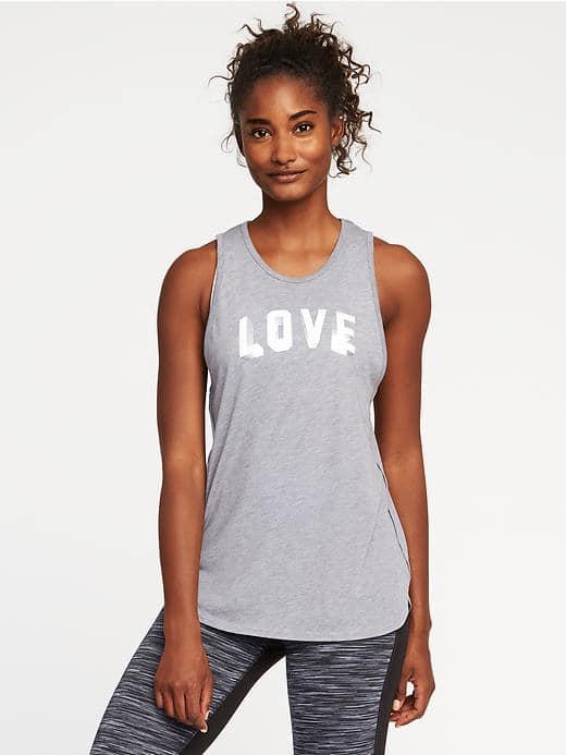 Old Navy Go Dry Graphic Tulip Hem Tank For Women - Heather Gray