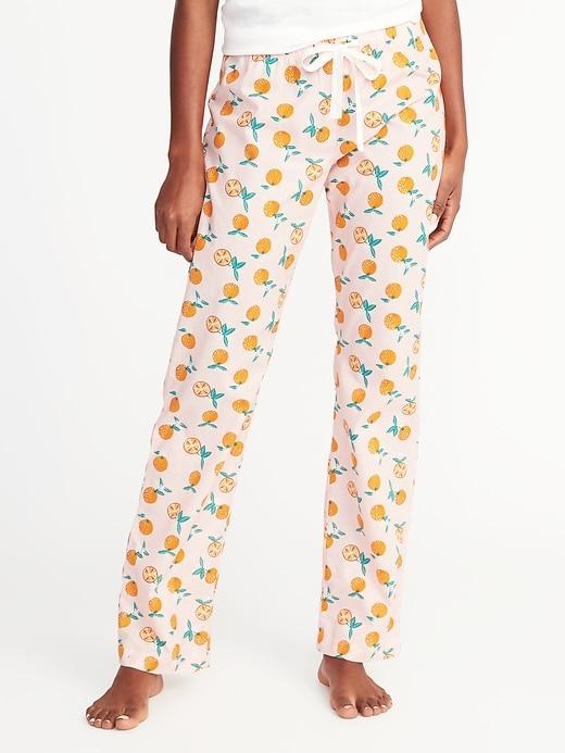 Old Navy Womens Printed Poplin Sleep Pants For Women Oranges Size L