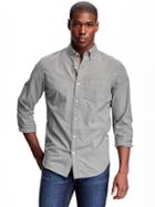Old Navy Slim Fit Poplin Shirt For Men - Chrome Gray