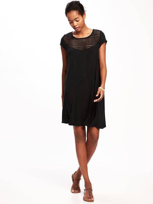 Old Navy Lace Yoke Swing Dress For Women - Black