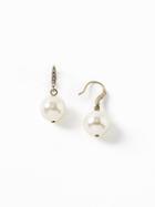 Old Navy Pav Hook Pearl Drop Earrings For Women - Ivory