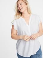 Plus-size Sleeveless Ruffle-trim Top