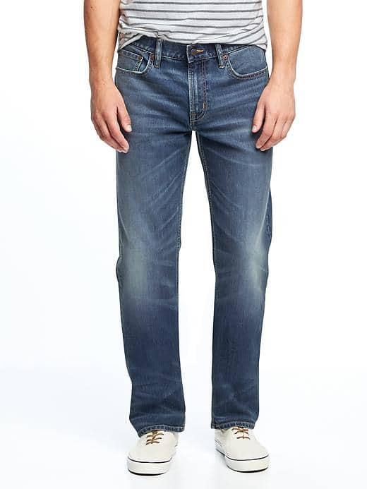 Old Navy Coolmax Core Built In Flex Straight Jeans For Men - Medium Wash