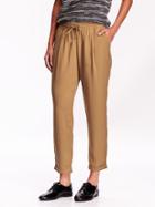 Old Navy Womens Mid Rise Pleated Soft Pants Size L Tall - Bandolier Brown
