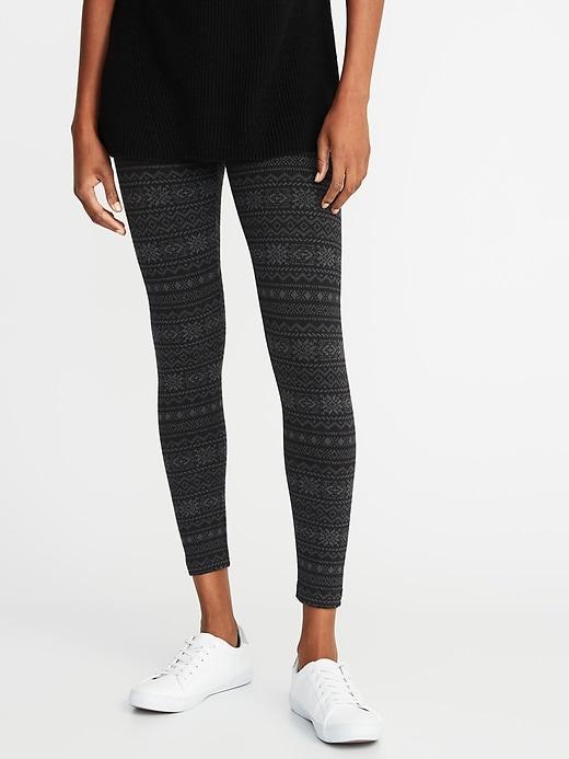 Old Navy Womens Printed Jersey Leggings For Women Black Fair Isle Size Xl