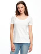 Old Navy Womens Classic Semi-fitted Tee For Women Cream Size Xl