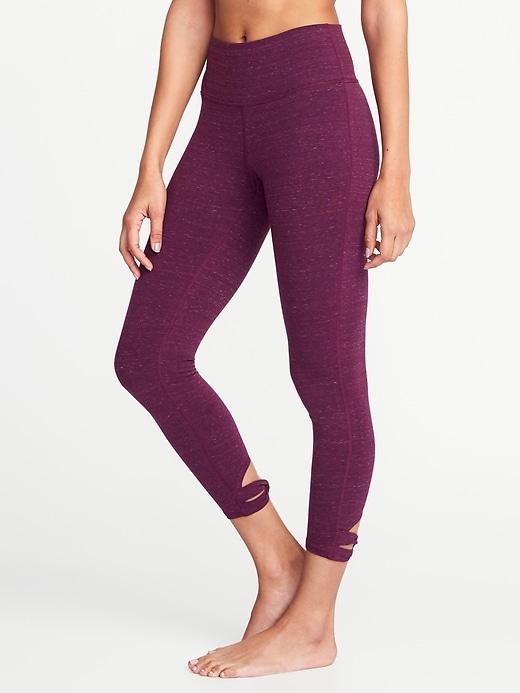Old Navy Womens High-rise 7/8-length Knotted-hem Yoga Leggings For Women Winter Wine Size L