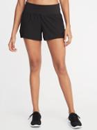 Old Navy Womens Mid-rise 4-way Stretch Mesh-trim Run Shorts For Women Black Size M