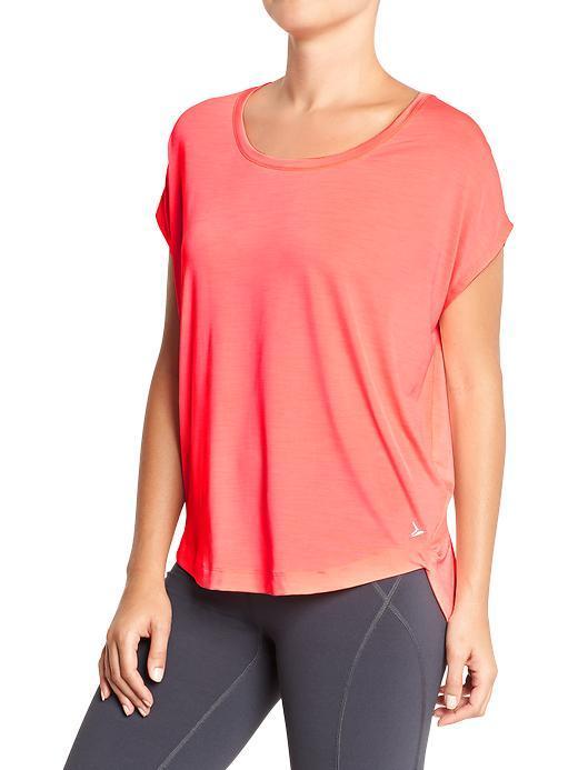 Old Navy Womens Active Cap Sleeve Tricot Tops - Lotus Lady Neon Poly