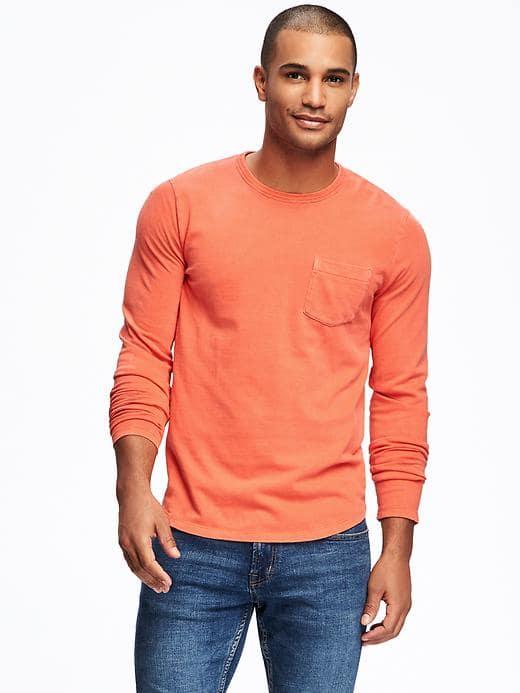 Old Navy Garment Dyed Heavy Weight Tee For Men - Coral Values