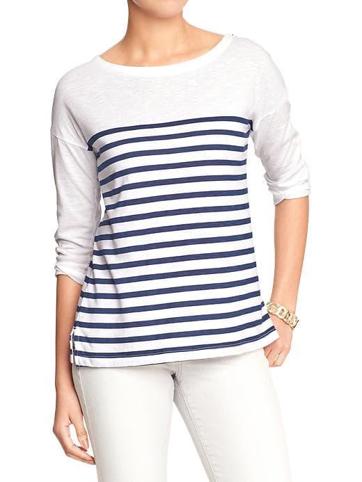Old Navy Womens Women';s Striped Boatneck Tops Navy Stripe Size S