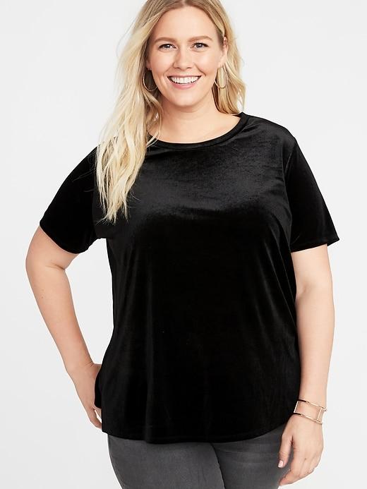 Old Navy Womens Plus-size Velvet Top Black Size 1x