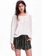 Old Navy Boxy Gauze Front Shirt - Creme De La Creme