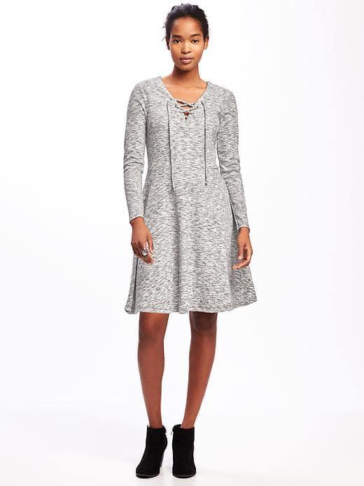 Old Navy Lace Up Yoke Dress For Women - Heather Gray