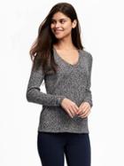 Old Navy Classic Marled V Neck Pullover For Women - Black Jack 2