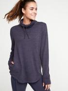 Funnel-neck Sweater-knit Performance Pullover For Women