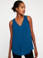 Old Navy Relaxed Cut Out Back V Neck Tank For Women - Very Tealented