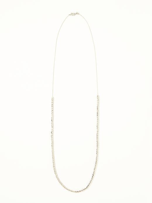 Old Navy Metallic Bead Necklace For Women - Silver